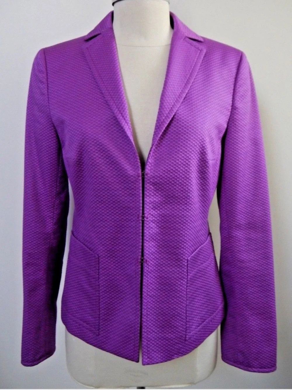 AKRIS PUNTO Textured Cotton Blazer Jacket 10